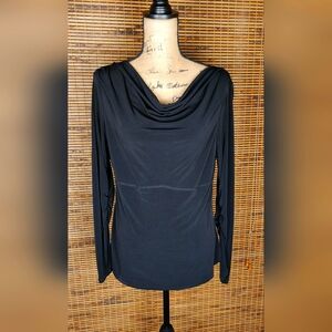 SHAPESATIONAL Elegant Black Cowl Neck Blouse
